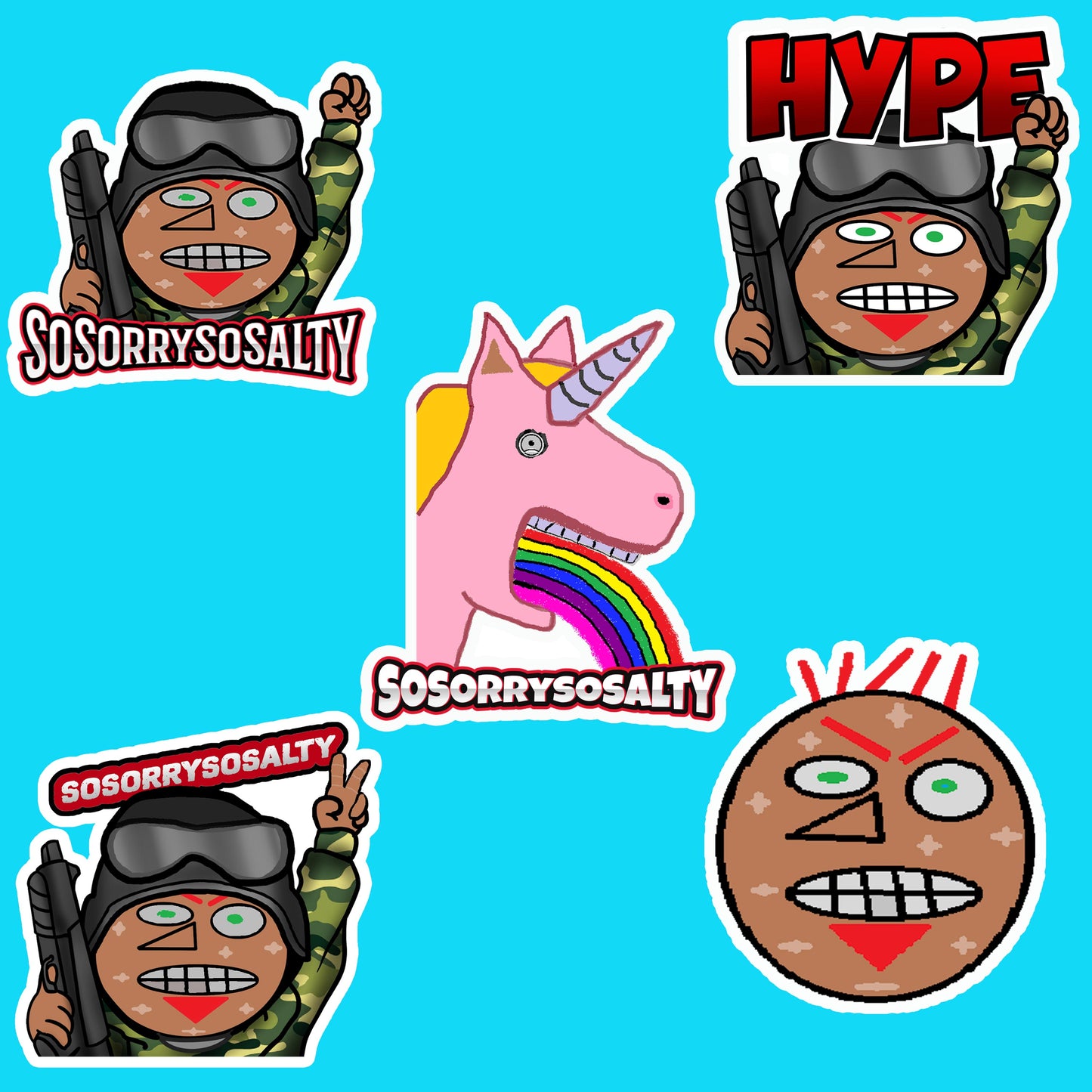 SoSorrySoSalty 5 Sticker Pack 3x3"