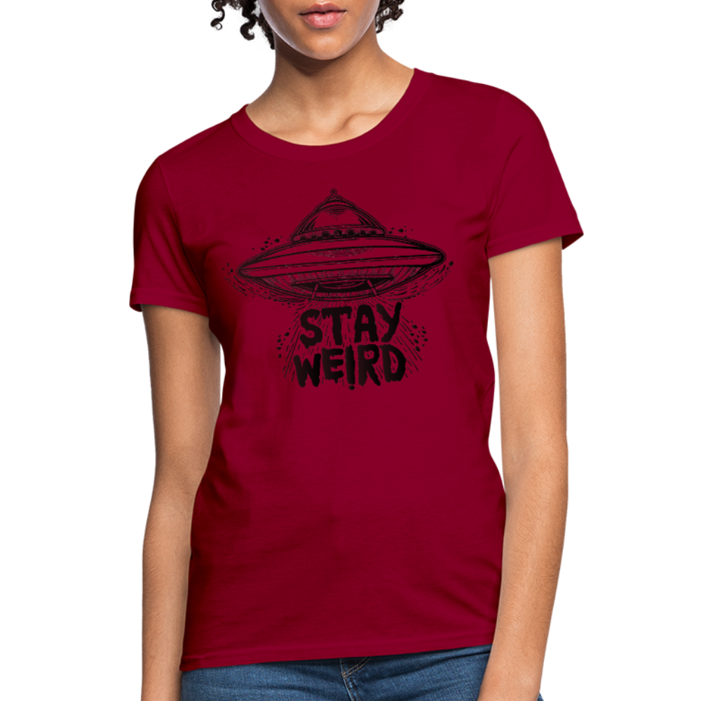 Stay Weird Tee - dark red